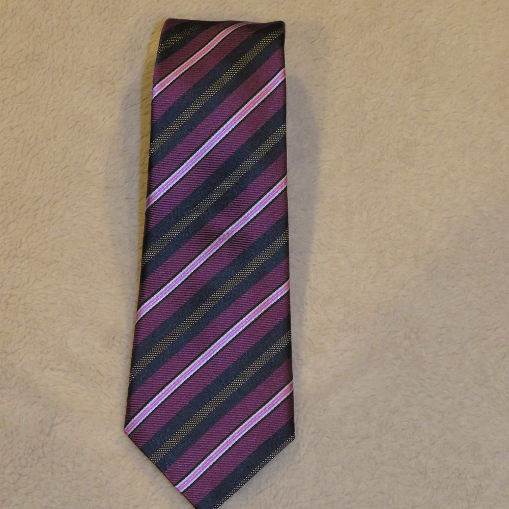 Canali 1934 Current Striped Classic Width Silk Tie - image 1